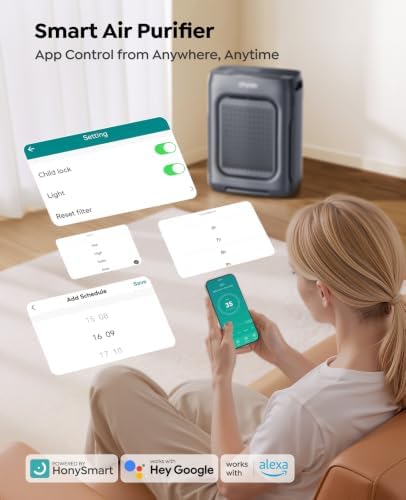 Air Purifier for Home Bedroom Large Room up to 3000Ft², HEPA Air Purifier with Washable Double-Sided Filters, Smart WiFi, AQI Display, Air Cleaner for Pets, Dust, Pollen, 15dB Sleep Mode, Gary - Image 5