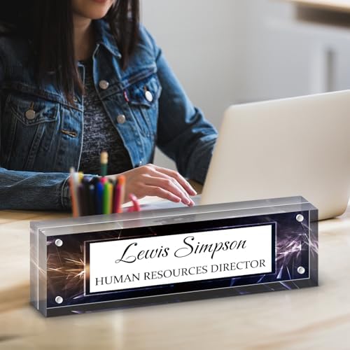 Desk Name Plate Personalized, Desk Double sided pattern Name Plate Personalized Office Desk Decor for Women and Men, Teacher Nurse Boss Employee Appreciation Gifts (black, fixed pattern) - Image 5