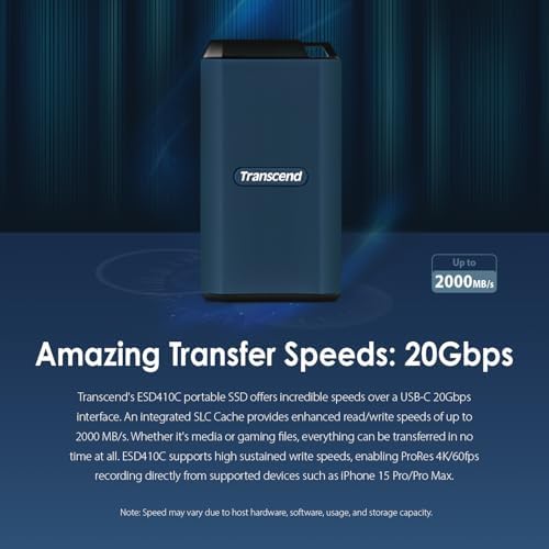 Transcend 2TB ESD410C Portable SSD Up to 2000MB/s USB3.2 Gen2x2, Waterproof - Image 4