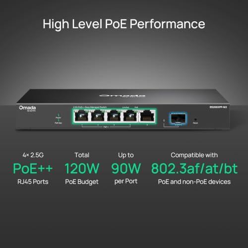 Omada ES206XPP-M2, 5 Port 2.5G Easy Managed PoE Switch - Image 3