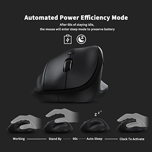 Ergonomic Wireless Mouse with USB Receiver for PC Computer, Laptop and Desktop, Ergo Mouse Vertical with Silent Clicks Long Battery Life, Up to 1600 DPI & 1 AA Battery Powered, Black - Image 2
