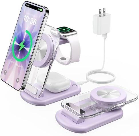 Mukiya 3 in 1 Magnetic Wireless Charging Station for Apple Devices by Mukiya