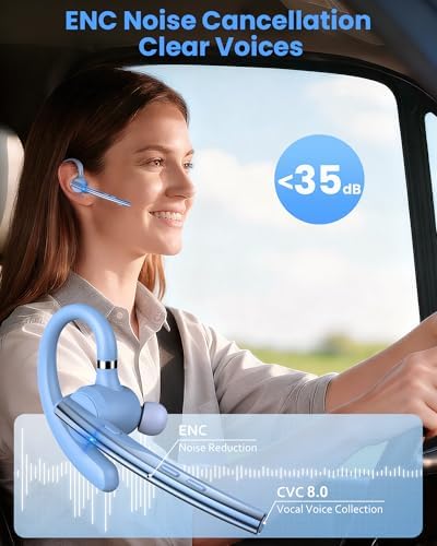 Bluetooth Headset,72H Work Single-Ear Wireless Earpiece for Cell Phone Call - Image 5