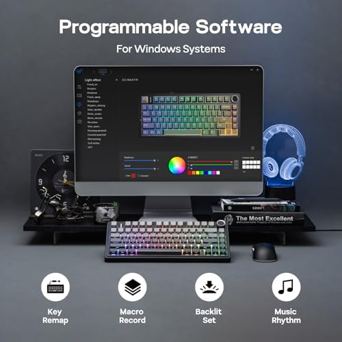 EPOMAKER x Aula F75 Gasket Mechanical Keyboard, 75% Wireless Hot Swappable Gaming Keyboard with Five-Layer Padding&Knob, BT/2.4GHz/USB-C, RGB (Black Gradient, LEOBOG Reaper Switch) - Image 6