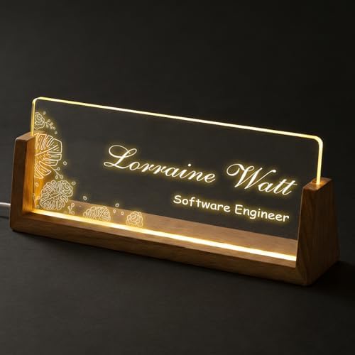 Custom Desk Name Plate,Light Up Acrylic Office Sign, Personalized Gift for Boss Coworker Teacher, Employee Appreciation Award, Home Office Decor - Image 2