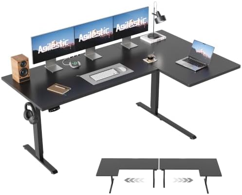 Agilestic 63 * 35 Inch Reversible L Shaped Electric Standing Desk, Black by Agilestic