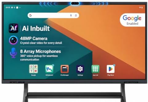 Plus 55" Smart Board 4K UHD Touchscreen, Android 14 Interactive Whiteboard, Multi-Touch Digital Display 8GB RAM 256GB Storage, AI-Assistant 48MP Camera Microphone for Office & Business by BIGVUE