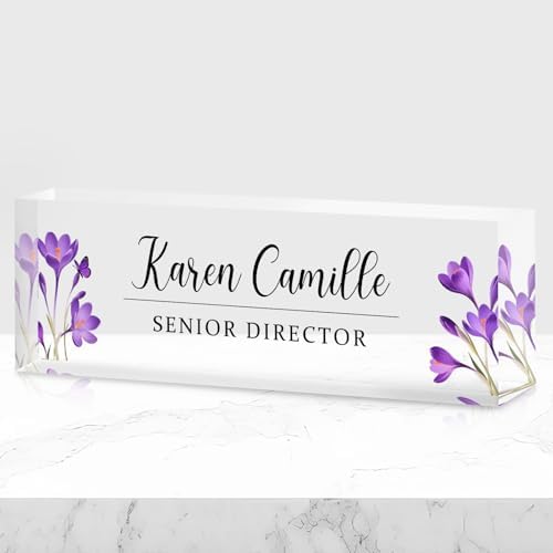Custom Office Name Plate for Desk - Name Plate Personalized Gifts for Coworkers, Boss, Teacher, Social Worker - Acrylic Office Desk Decor for Women Men - Employee Appreciation Gifts (purple green) by EveryBaositycraftsgiftisone-of-a-kind%E2%80%94exclusivelycraftedforyou