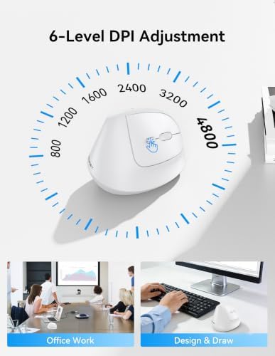 TECKNET Ergonomic Mouse, BT5.3/2.4G, Silent Wireless Vertical, Rechargeable - Image 4
