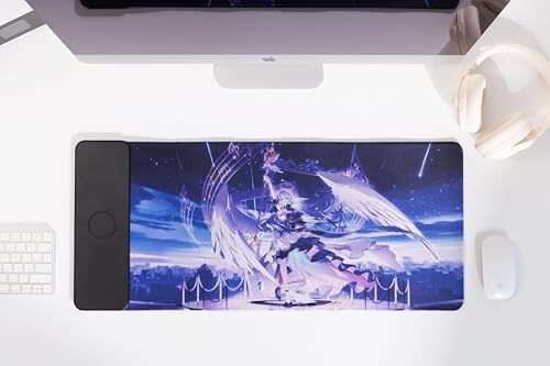 Extra Large Desk Pad with 15W Wireless Charging, for Genshin Impact Robin (Zhi Geng Niao), QI-Compatible, LED Indicator, 31.5"x11.8" - Image 2