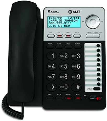 AT&T ML17929 2-Line Corded Speakerphone with Caller ID/Call Waiting, Black - Built-in Speakerphone, 3-Way Conferencing, Headset Compatible - Image 4