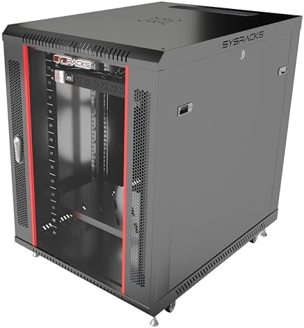 15U Server Rack Cabinet 35" Deep, Pre-Configured Network Enclosure on Wheels with PDU, Fan & Shelf, Lockable IT Rack for Small Business, Office & AV Equipment by SYSRACKS