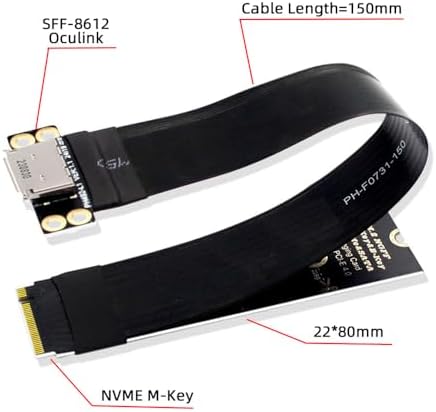 xiwai M.2 M-Key 2280 NGFF PCI-E4.0 to Oculink SFF-8612 SFF-8611 Host Cable 15cm for NVME U.2 SSD eGPU - Image 2
