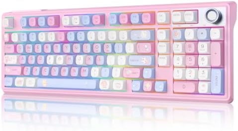 Compute Keyboard, Wireless Gaming Mechanical Creamy Keyboard Pink by ROYALAXE
