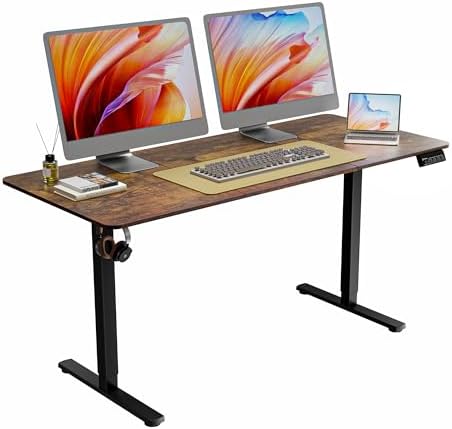 63"x28" Standing Desk, Height Adjustable Sit-Stand Home Office, Brown by ERGOMAKER