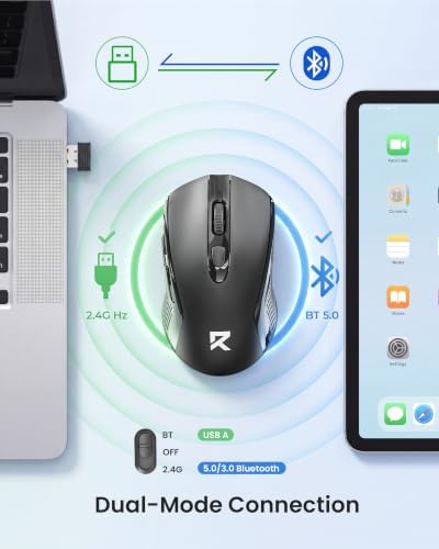 Redragon Wireless Mouse - BT& 2.4GHz Dual Mode - Max 4000 DPI - 6 Buttons - 18 Months Battery - No Wires - Smooth Tracking - Quiet Silent Portable Optical Computer Mouse for Laptop, PC, Windows, Mac - Image 2
