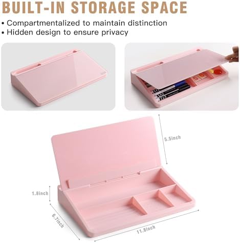 SELEAD Desktop Glass Whiteboard with Storage, 5 Markers and 1 Eraser, Pink - Image 4