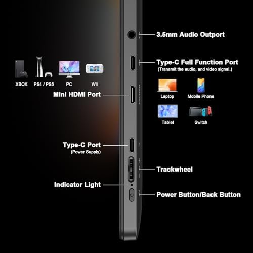 QQH Portable Monitor, 15.6" Portable Travel Monitor for Laptop 1080P FHD IPS Second Screen, Gaming Monitor, USB C HDMI External Monitor Display for Computer Phone PC PS4 PS5 Xbox Switch (Z1-9-G) - Image 3