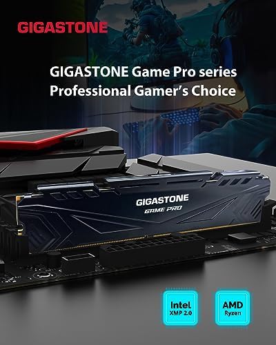 【DDR4 RAM】 GIGASTONE Game PRO 64GB Kit (4x16GB) DDR4 3200MHz PC4-25600 CL 16-18-18-40 Intel XMP 2.0 AMD Ryzen 1.35V UDIMM 288 Pin Unbuffered Non ECC High Performance Gaming Desktop Memory - Black - Image 2