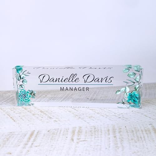 ARTBLOX Personalized Acrylic Desk Name Plate, Leaf V4 Design - Image 2
