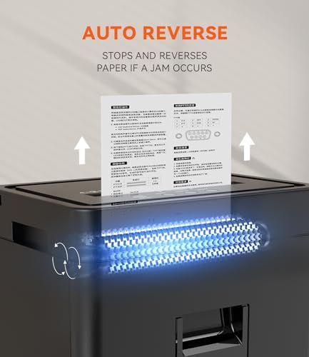 Frossvt Heavy Duty Paper Shredder Micro-Cut High Security Level P-4/12 Sheets 10-Minutes Running Time/AUTO Reverse/ 5.3-Gallon Pull Out Bin, Anti-Jam & Quiet Shredder for Office Home - Image 4