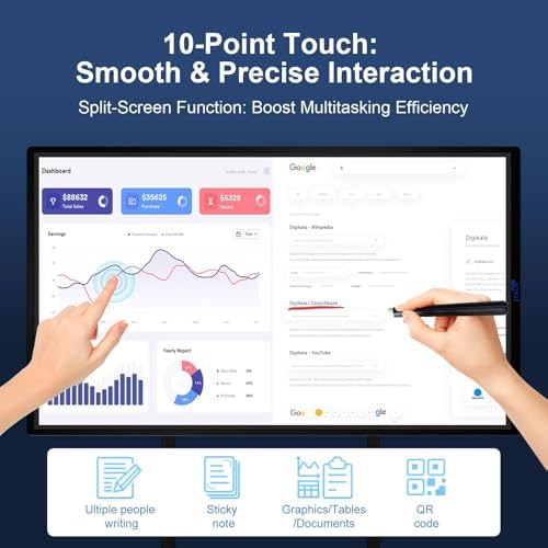 49" Interactive Smart Board for Classrooms & Remote Learning - Full HD 1080P Wireless Whiteboard with Multi-Screen Sharing, Android 12, 5G WiFi, FCC/CE Certified (Board Only + 3-Year Warranty) - Image 3