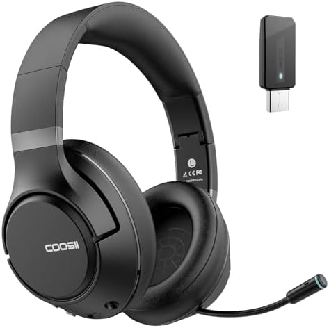 H300 Wireless Headphones with Microphone,Over Ear Bluetooth Headsets, Black by COOSII