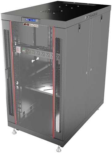 Home Lab Server Rack Cabinet 19" 18U – Premium Series 35" Deep Network Rack Enclosure with Glass Door, Quiet Cooling Fans & Thermostat, PDU, Shelf, Lockable Cabinet for NAS & Home Network by SYSRACKS