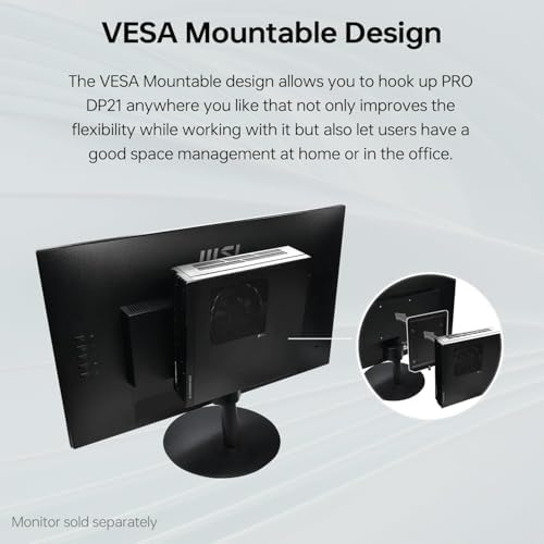 msi PRO DP21 Mini Desktop Computer | 13th Gen Intel 4-Core Processor | 16GB RAM | 1TB SSD | 2-Monitor Support 4K | HDMI | RJ-45 | Wi-Fi | Wired Keyboard & Mouse | Windows 11 Pro | Black - Image 3