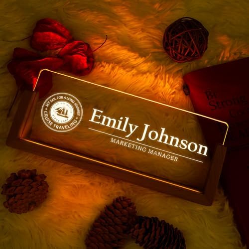 Desk Name Plate Personalized, Custom Acrylic Name Plate for Desk, Office Decor for Women Men, Appreciation Gifts for Coworkers Boss Teacher - Light-Up Name Plaque - Image 6