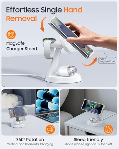 Meifigno Magnetic Wireless Charger for Samsung S26Ultra/Galaxy Watch8,White - Image 4