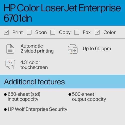 HP Color LaserJet Enterprise 6701dn Printer, Best for Business, (58M42A) - Image 2