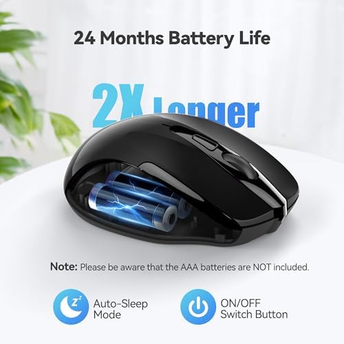 TECKNET Wireless Mouse, 2.4G Ergonomic Computer Mouse, 2600 DPI, Black - Image 6