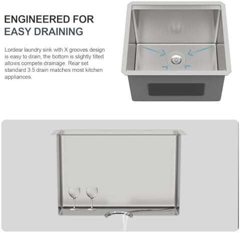 Lordear 21"x19”x13“ Sink Stainless Steel - Image 6