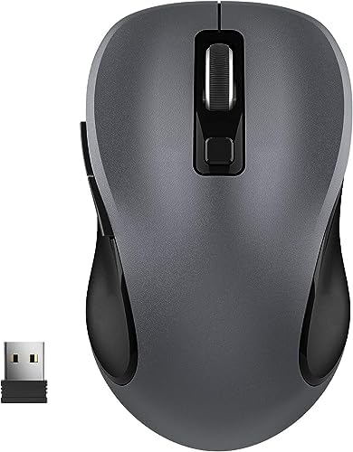 WisFox 2.4GHz Wireless Mouse for Laptop, Ergonomic 6-Button Design, Grey by Bringyouqualityproducts
