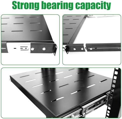 GlobalRack 1U Sliding Shelf,14-22" Adjustable, Double-Sided, Soft-Close - Image 5