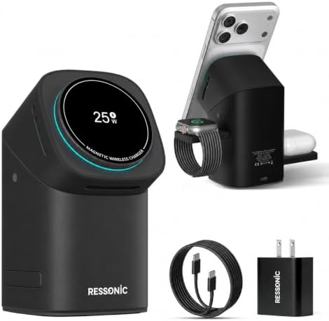 25W 3 in 1 Wireless Charging Station for Apple&Samsung, Desk Night Stand by Unknown
