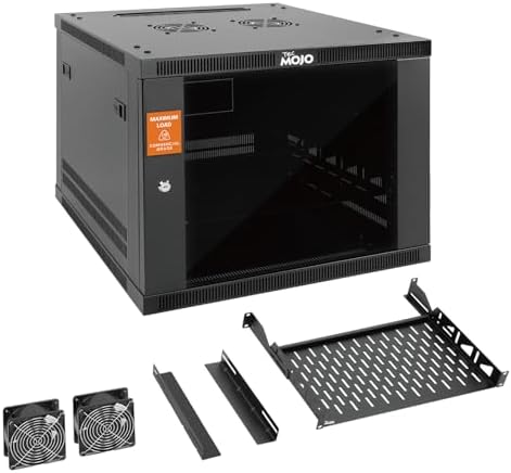 Tecmojo 9U Wall Mount Rack Cabinet, Heavy-Duty 176 Lbs High Load Capacity, 19” Enclosed Server Network Rack with Glass Door, 17.7” Deep – Elite Collection by Tecmojo