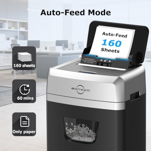 BONSEN 160-Sheet Autofeed Micro-Cut Heavy Duty Paper Shredder for Office - Image 2