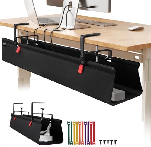 Under Desk Cable Management Tray No Drill,48Inch Cable Management,Black by SUREUP9