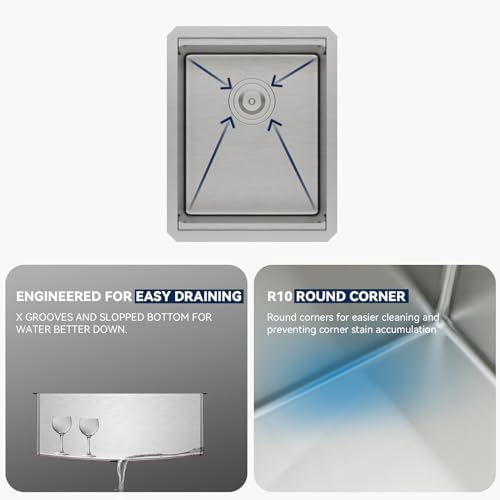 Lordear Undermount Bar Sink 15 x 19 x 10 Inch Kitchen Sink 16 Gauge Stainless Steel Small Sinks Kitchen Single Bowl Workstation with Cutting Board - Image 5