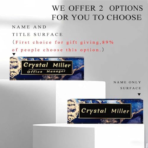 Office Desk Name Plate Personalized, Custom Plates for Desks on Acrylic Glass, Decor Nameplate, Accessories, Personalized Gift Boss Coworkers (Black Marble),(731) - Image 4