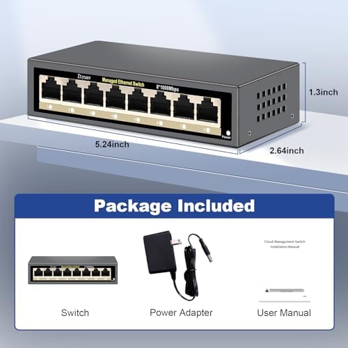 8-Port Full Gigabit Smart Web Managed Ethernet Switch, Web or App Managed, VLAN/QoS/IGMP/LAG/TELNET/CLI Supported, Home Office Network Hub, Desktop or Wall Mount Fanless Metal Casing - Image 6