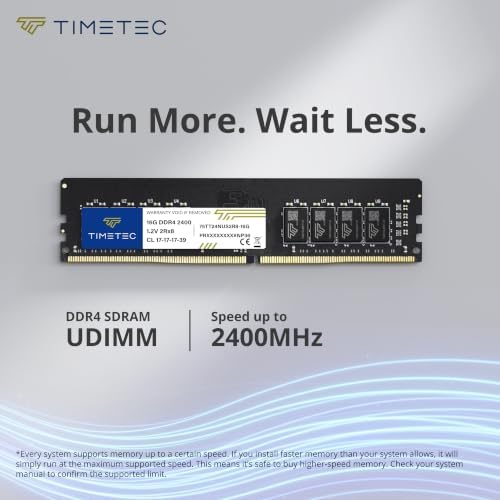 Timetec 16GB DDR4 2400MHz (PC4-2400T) PC4-19200 UDIMM Desktop RAM – 288-Pin 1.2V CL17 Non-ECC Unbuffered DIMM Memory Module Upgrade - Image 2