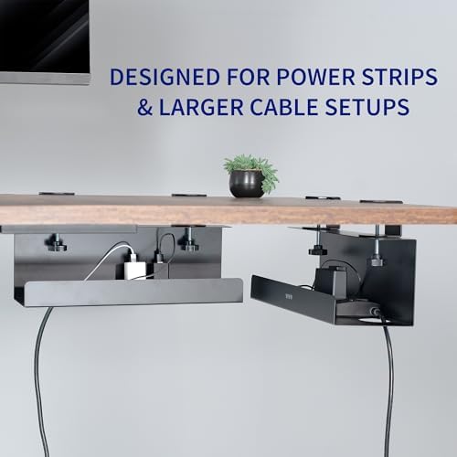 VIVO Black Clamp-on 17 in Cable Management Tray, 2 Pack, DESK-CM6L-2B - Image 4