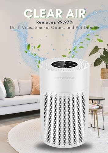 MEGAWISE H13 HEPA Air Purifier, Smart Sensor, Sleep Mode, White - Image 3