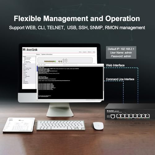 MokerLink 8 Port 2.5 Gigabit Managed Switch, 2x10G Ethernet Ports, 4x10G SFP+ Ports, Web/CLI L3 Managed, Desktop|Rackmount Network Switch - Image 5