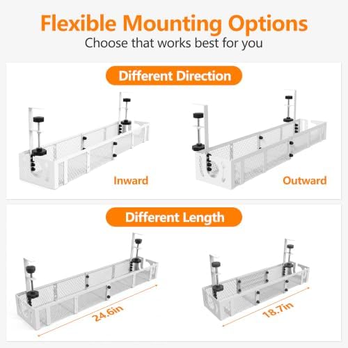 Under Desk Cable Management Tray No Drill, 24.6'' Cable Management, White - Image 6