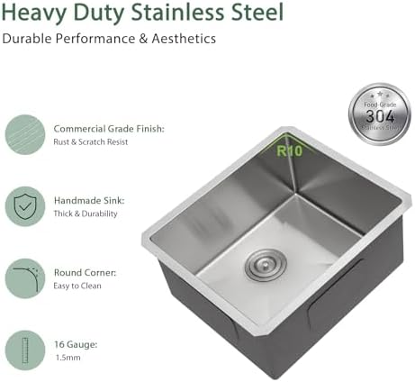23 Inch Undermount Stainless Steel Bar Sink - Image 4
