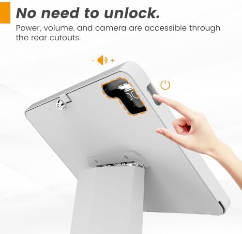 All-in-One Tablet POS Stand with Printer Compartment, All Metal Desktop Kiosk with Key Lock, 90° Flip Enclosure Compatible with iPad 10.9/11” - BSP101WA - Image 6